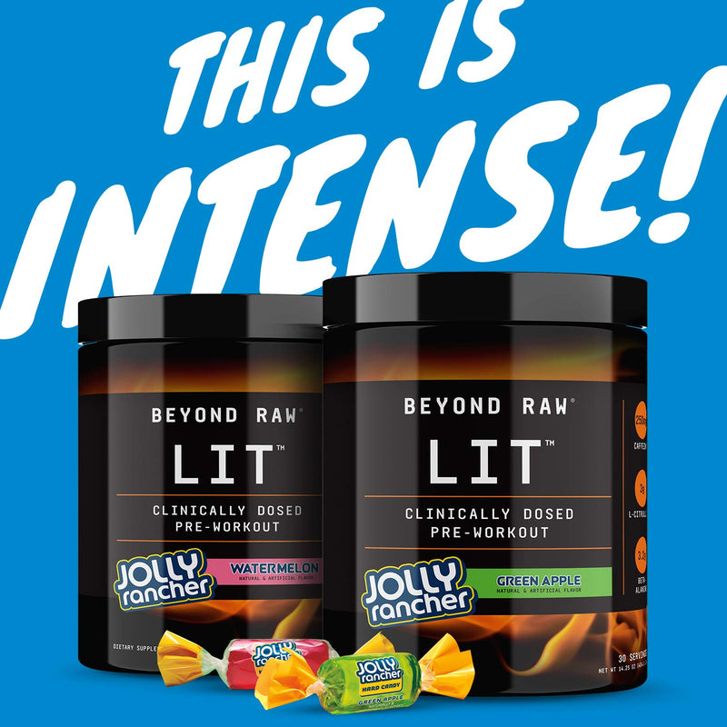 [Australia] - Beyond Raw LIT | Clinically Dosed Pre-Workout Powder | Contains Caffeine, L-Citruline, and Beta-Alanine, Nitrix Oxide and Preworkout Supplement | Jolly Rancher Watermelon | 30 Servings 