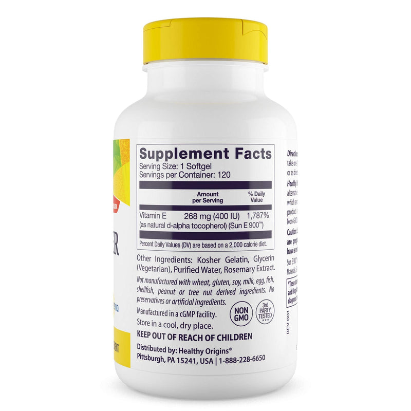 [Australia] - Healthy Origins Sunflower Vitamin E-400 IU, 120 Softgels 120 Count (Pack of 1) 
