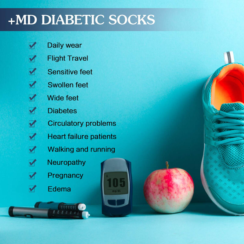 [Australia] - +MD 4 Pack Men’s Extra Wide Non-Binding Diabetic and Circulatory Bamboo Over The Knee Socks with Cushioned Sole 2Black2White10-13 Sock Style10-13,mens Shoe Style8-12 Black/White(4 Pairs) 