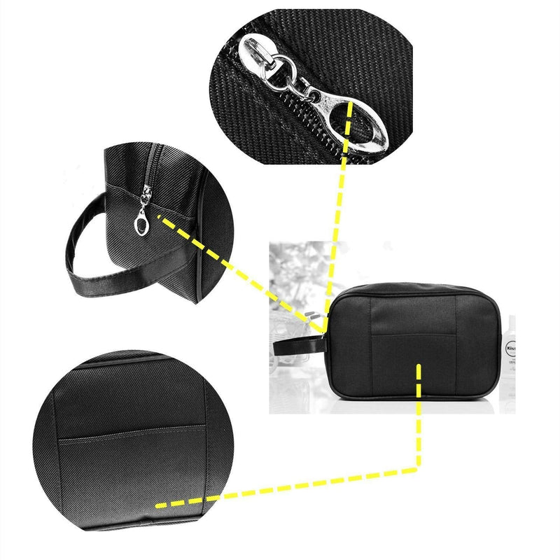 [Australia] - Amoyie Portable Toiletry Bag 2 Set (1 Bag and 1 Toothbrush Cover), Waterproof Gym Wash Bag Slim Dopp Kit Travel Bag Black C 