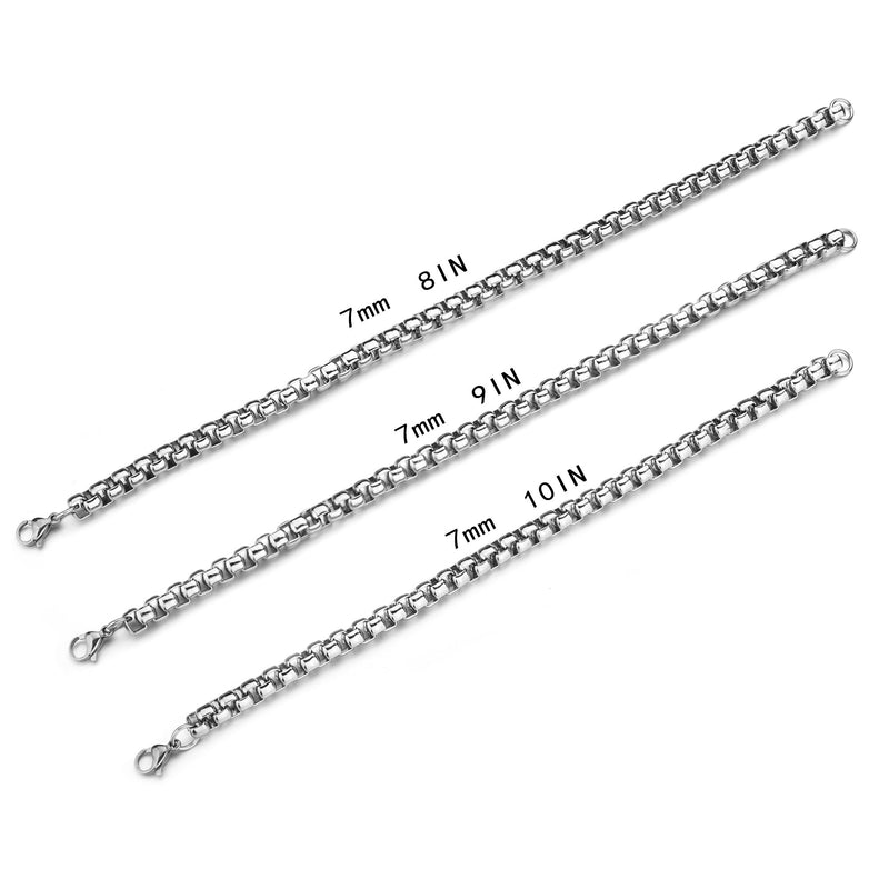 [Australia] - Monily 2-7mm 16-38In Square Rolo Stainless Steel Chain Necklace Round Box Necklace Men Women Jewellery 10.0 Inches 7mm Wide 