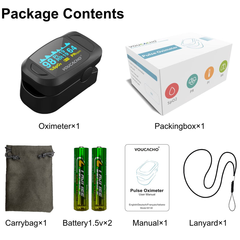 [Australia] - New Version Pulse Oximeter Fingertip, (Spo2) Blood Oxygen Saturation Monitor for Adult and Kids，OLED Display with Alarm Include Batteries, Carry Bag & Lanyard 