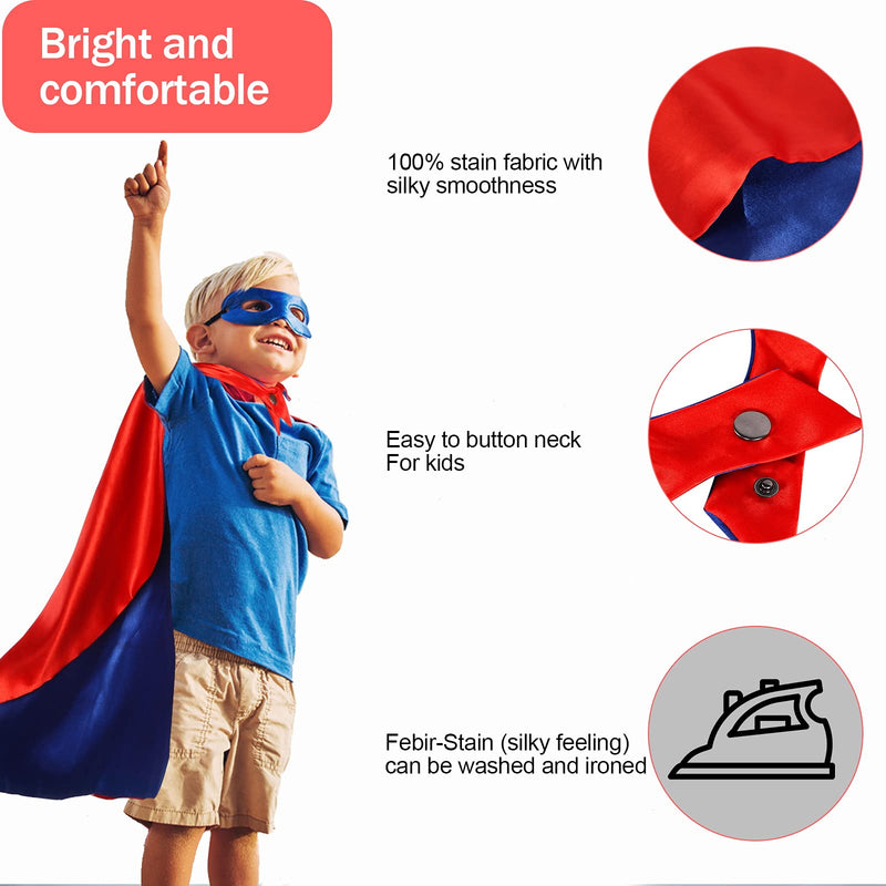 [Australia] - InPoTo Superhero Capes for Kids, 7 Sets Heroes Capes and Masks for Dress Up Costumes(7Cape, 7 Mask) 