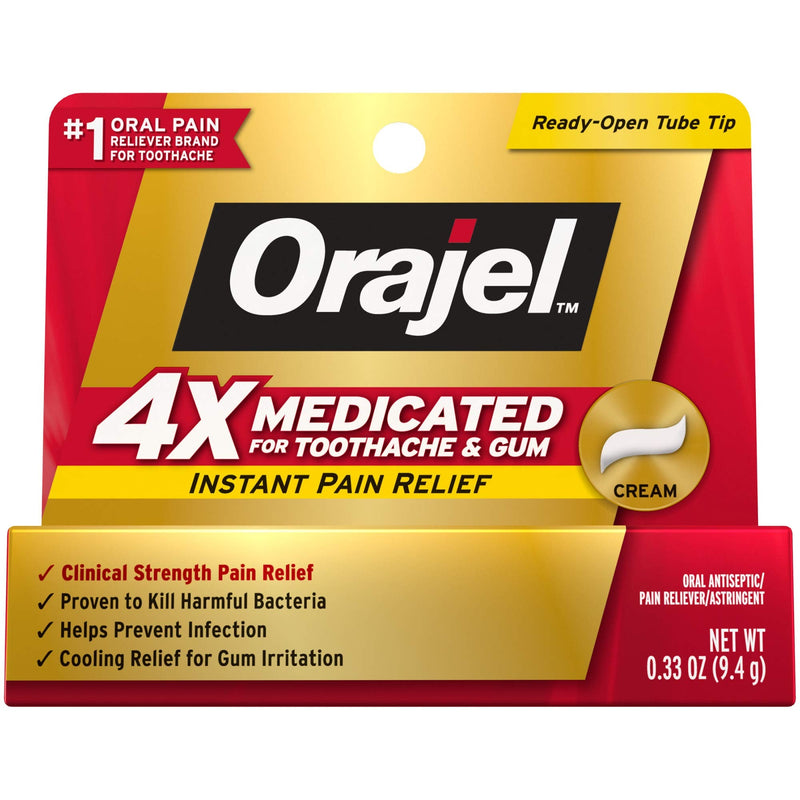 [Australia] - Orajel 4X for Toothache & Gum Pain: Severe Cream Tube 0.33oz- from #1 Oral Pain Relief Brand- Orajel for Instant Pain Relief New 