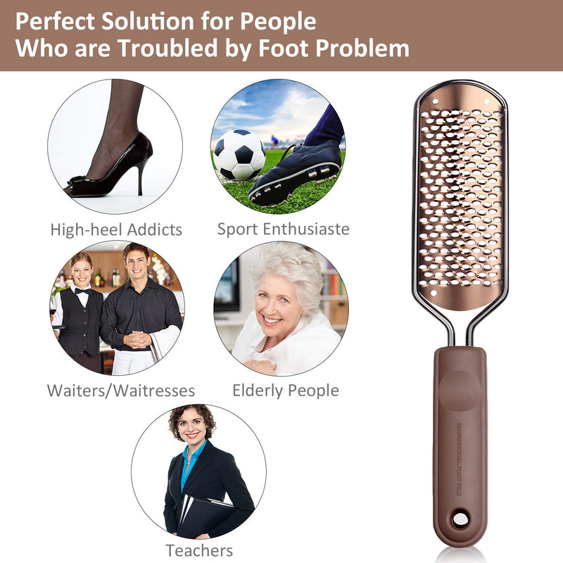 [Australia] - Pedicure Foot File Callus Remover - BTArtbox Large Foot Rasp Colossal Foot Scrubber Professional Stainless Steel Callus File for Wet and Dry Feet A-Gold Coarse Foot File 