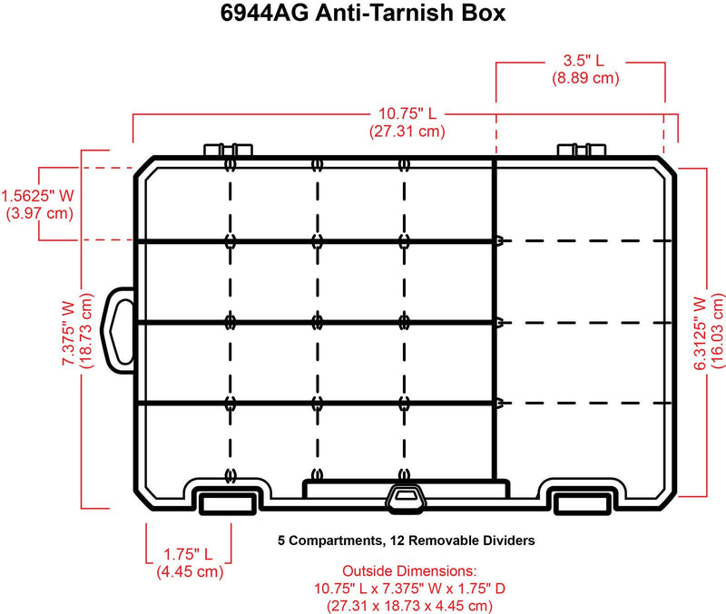 [Australia] - ArtBin 5 Compartment 6944AG Medium Box with Removable Dividers, Jewelry & Craft Organizer, [1] Plastic Storage Case with Anti-Tarnish Technology, Clear with Aqua Accents, (10.75" x 7.375") 