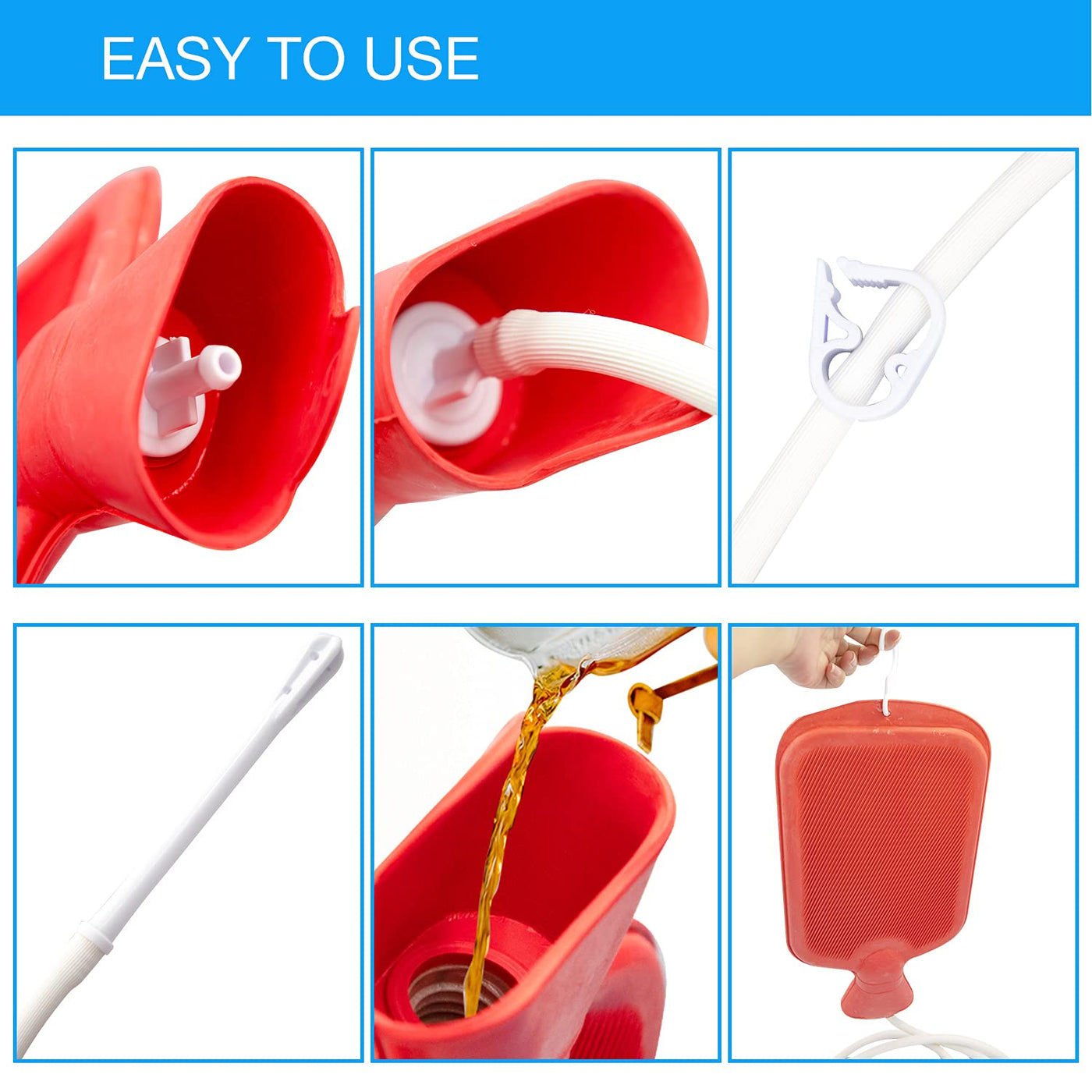 Enema Bag Kit 2 Quart Enema Bag with 5ft Long Hose, MultiSize Tips and