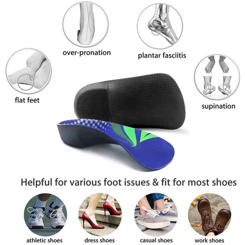 [Australia] - RooRuns FitFeet Orthotic Inserts 3/4 Length, High Arch Support Foot Insoles for Over-Pronation, Plantar Fasciitis, Flat Feet - Shoe Inserts for Walking, Running Men and Women S | Men's 5-6, Women's 6-7 