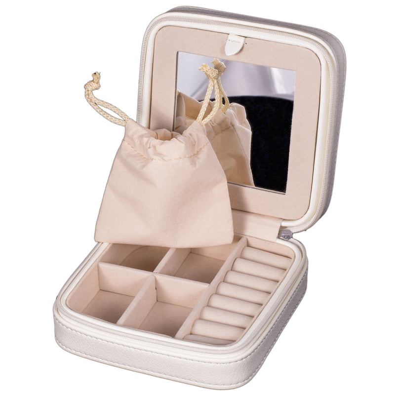 [Australia] - Mele & Co. Dana Travel Jewelry Case in Faux Leather (Ivory) Small Ivory 