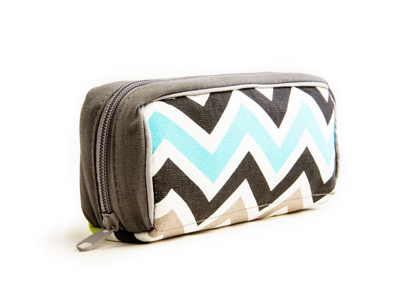 [Australia] - Stylish Essential Oil Travel Bag - Holds 10 5ml-15ml Vials - Perfect Essential Oils Case for Travel - Fits Easily in a Purse or Makeup Bag (Blue/Green Chevron) Blue/Green Chevron 