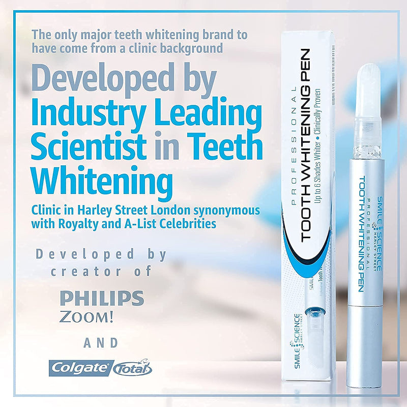 [Australia] - Smile Science Harley Street - Professional Advanced Teeth Whitening Pen - Up to 8 Shades Whiter - 100% safe for Enamel - Vegan - For Sensitive Teeth - Rapid Results - Clinically Proven 
