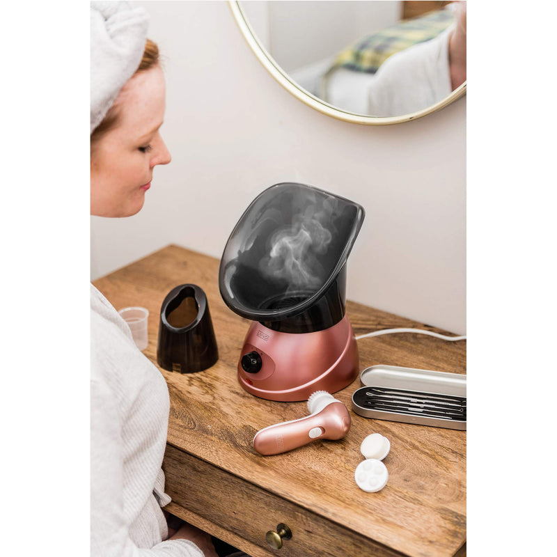 [Australia] - LIVIVO Facial Face Spa Steamer Inhaler With Aromatherapy Diffuser 'Herb Grill' and Dual Nose-Cones Kit Set - Ideal To Use on Open Pores For Removal of Dirt Acne Pimples etc (Rose Gold) 