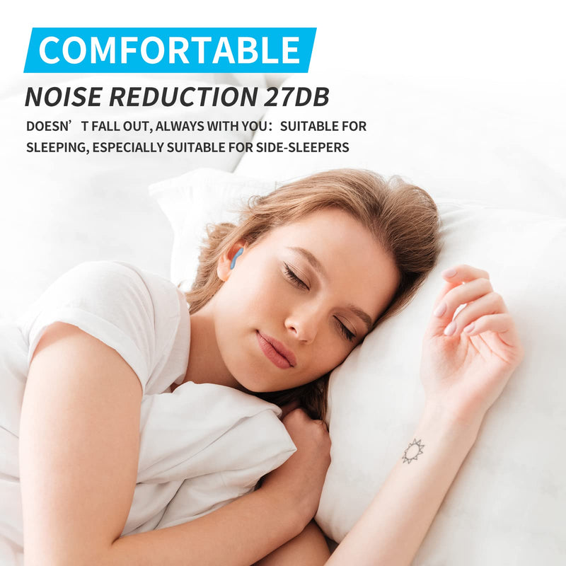 [Australia] - Soft Moldable Silicone Earplugs, 5 Pairs, 27dB SNR Noise Reduction Ear Plugs for Swimming, Travel, Snoring by Lysian (Blue) Blue 