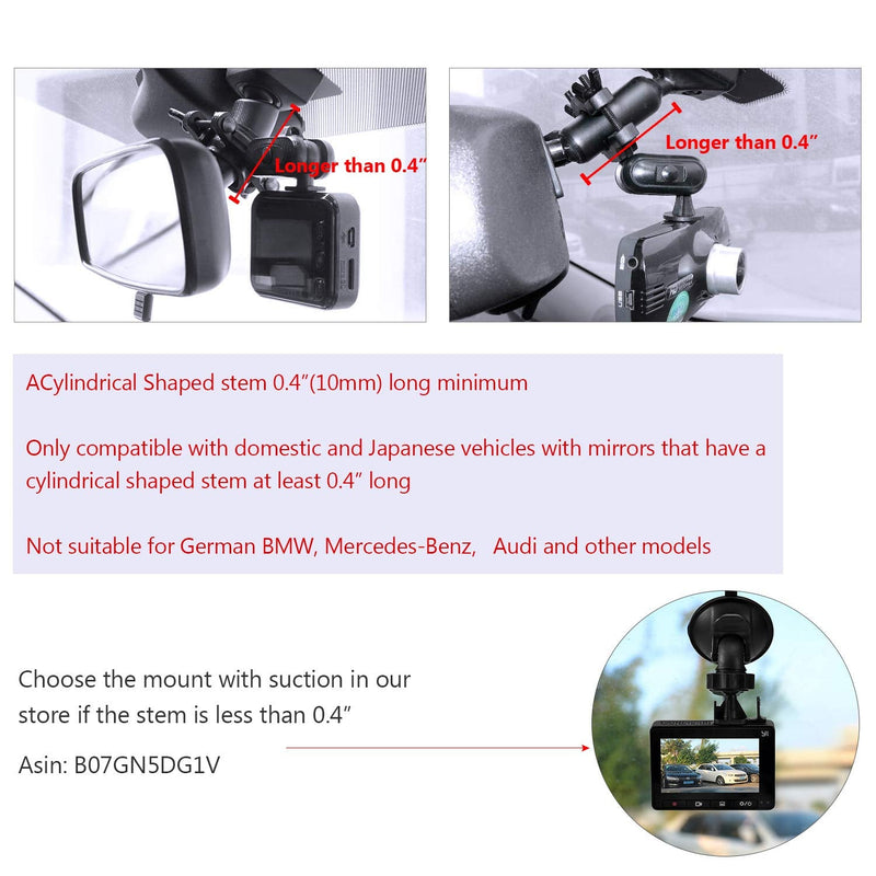 [Australia] - Dash Cam Mirror Mount , with 16 Different Joints, Compatible with APEMAN, UGSHDI, Old Shark, Vantrue, Rexing V1P, YI 2.7", Z-Edge, Peztio, Falcon F170, Roav, KDLINKS X1, Crosstour and 99% Dash Cam 