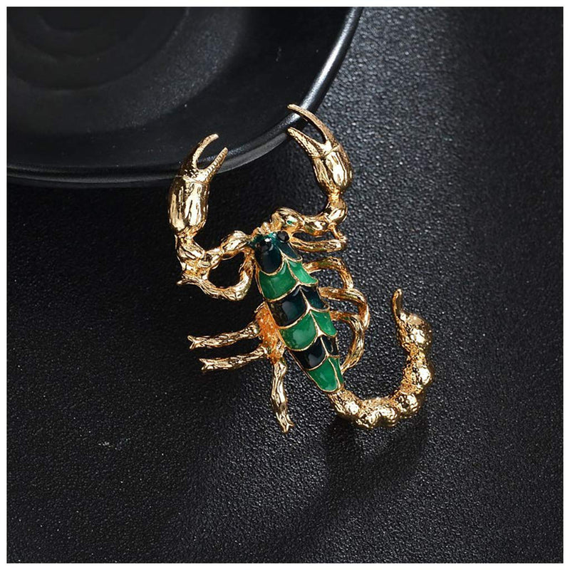 [Australia] - Trendy Chic Brooch Crystal Rhinestone Enamel Scorpion Animal Brooches pin for Women Men gold+green 