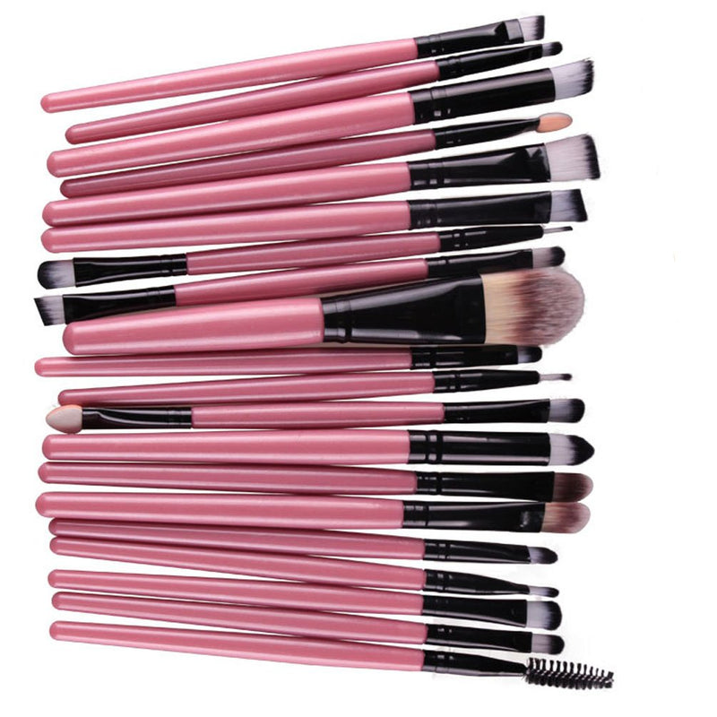 [Australia] - KOLIGHT 20 Pcs Pro Makeup Set Powder Foundation Eyeshadow Eyeliner Lip Cosmetic Brushes (Black+Pink) 