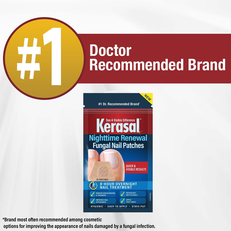 [Australia] - Kerasal Fungal Nail Renewal Nighttime Nail Patches, Restores Appearance of Discolored or Damaged Nails, 14 Count Nighttime Renewal 14 Count (Pack of 1) 