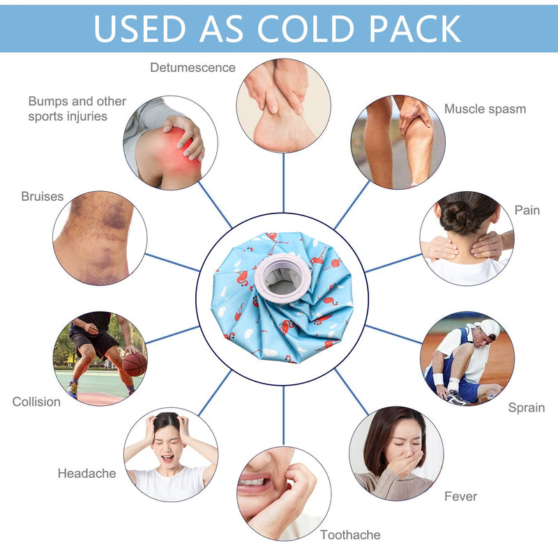 [Australia] - Ice Bag, Refillable Ice Cold Bag First Aid Ice Packs Hot and Cold Ice Bag First Aid Therapy Packs for Injuries First Aid Hot and Cold Therapy Pain Migraine Relief (9" 