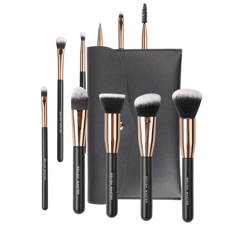 [Australia] - Brush Master Makeup Brushes Set for Kabuki Foundation Powder Concealers Eyeshadow Blush, W/ Travel Brush Pouch, 10 Pcs 