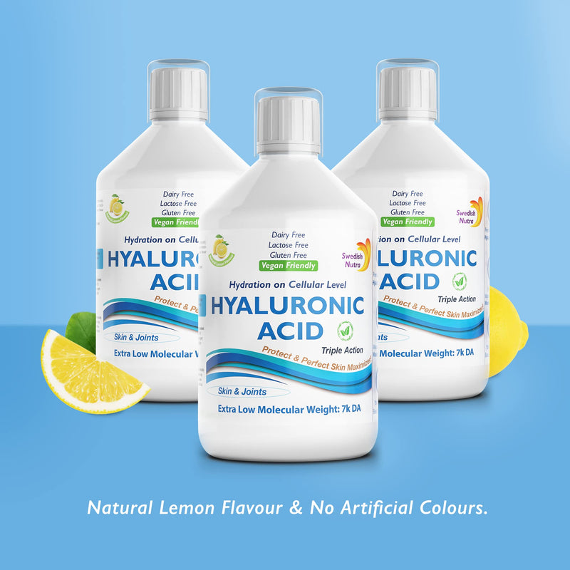 [Australia] - Swedish Nutra Hyaluronic Acid - Pack of 500ml, 20 Day Supply | Sugar Free Lemon Flavour | Bringing Hydration & Moisture on a Cellular Level | 100% Natural Flavour | High Absorption Rate 
