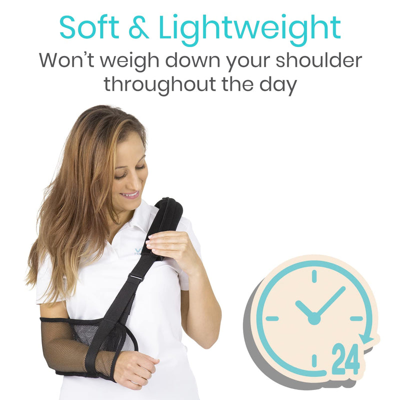[Australia] - Vive Mesh Shoulder Sling - Arm Brace For Torn Rotator Cuff Injury - Right/Left Support For Men and Women - Adjustable Immobilizer For Shower - Stabilizer For Elbow, Wrist, Thumb Injuries, Dislocation Black 