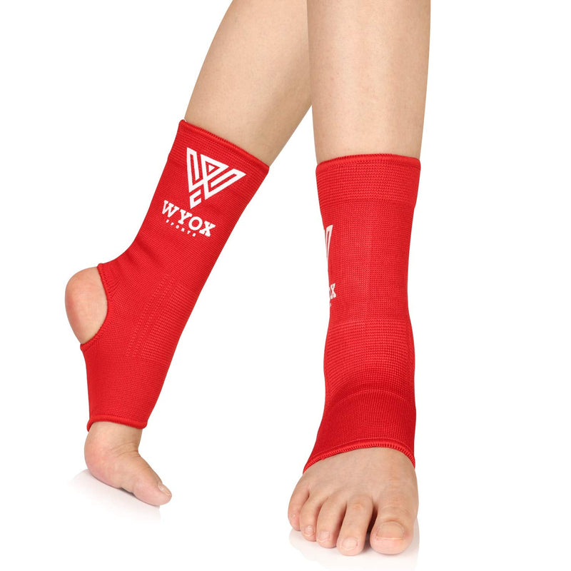 [Australia] - WYOX Ankle Wraps Support Boxing Gear for Men Women Muay Thai Ankle Support Kickboxing Wraps Gym Ankle Support (Pair) Red S / M (Women 4.0 - 6.5/ Men 3.0 - 5.5) 