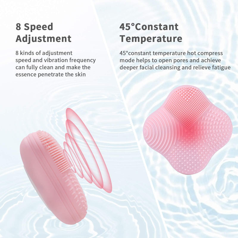 [Australia] - sulela Sonic Facial Cleansing Brush Comes with Drying Base，4 Brush Zone IPX7 Waterproof Face Brush for Heat Deep Cleansing, Ultra Food Grade Soft Silicone Gentle Exfoliating and Soothing 