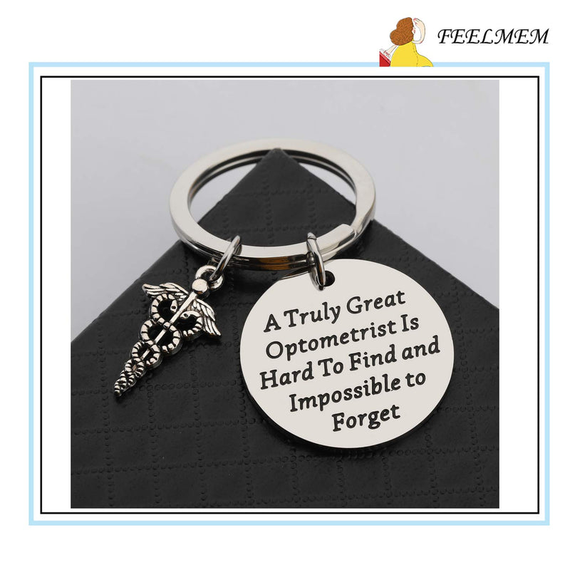 [Australia] - FEELMEM Optometrist Gift Optician Gift A Truly Great Optometrist is Hard to Find and Impossible to Forget Keychain Optometry Jewelry Gift for Optometrist Eye Doctor silver 