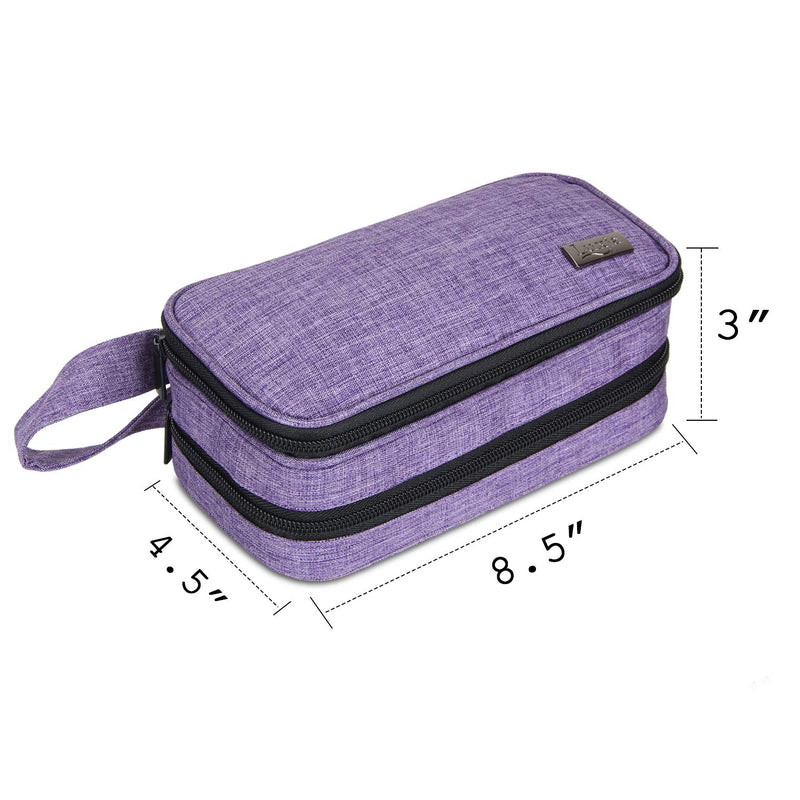 [Australia] - Luxja Essential Oil Carrying Case - Holds 12 Bottles (5ml-15ml, Also Fits for Roller Bottles), Portable Double-Layer Organizer for Essential Oil and Accessories, Purple 