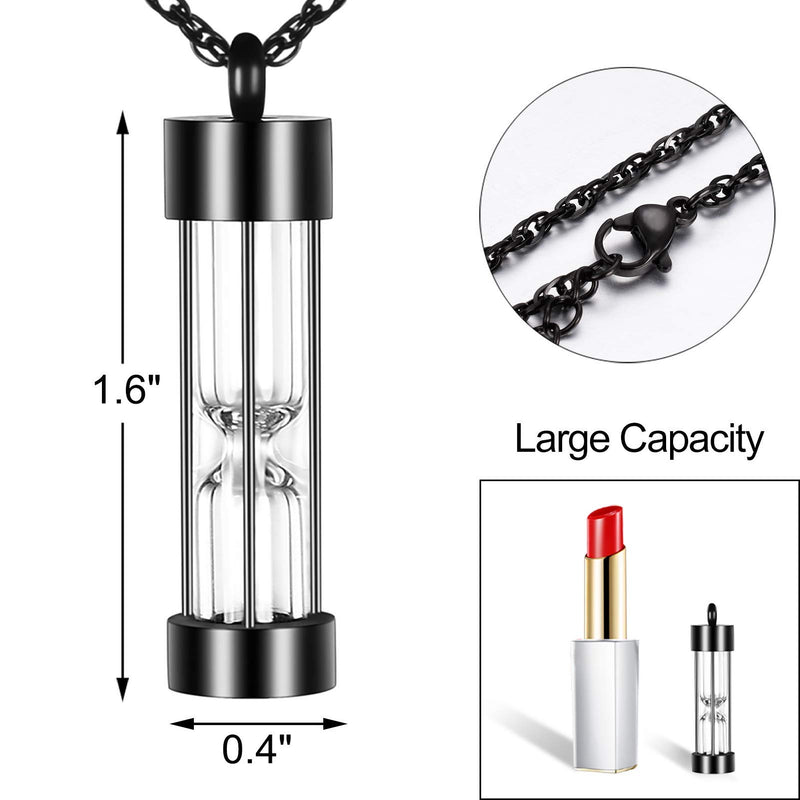 [Australia] - abooxiu Hourglass Urn Necklace for Ashes Cremation Jewelry for Ashes Stainless Steel Memorial Keepsake Ashes Necklace Black 