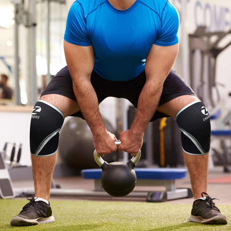 [Australia] - Z ZEALSPOT Knee Sleeves(1 Pair) Compression & Support for Weightlifting, WOD, Squats, Gym, Powerlifting & Crossfit-7mm Neoprene Knee Brace-Both Women & Men Small Black-black(pair) 