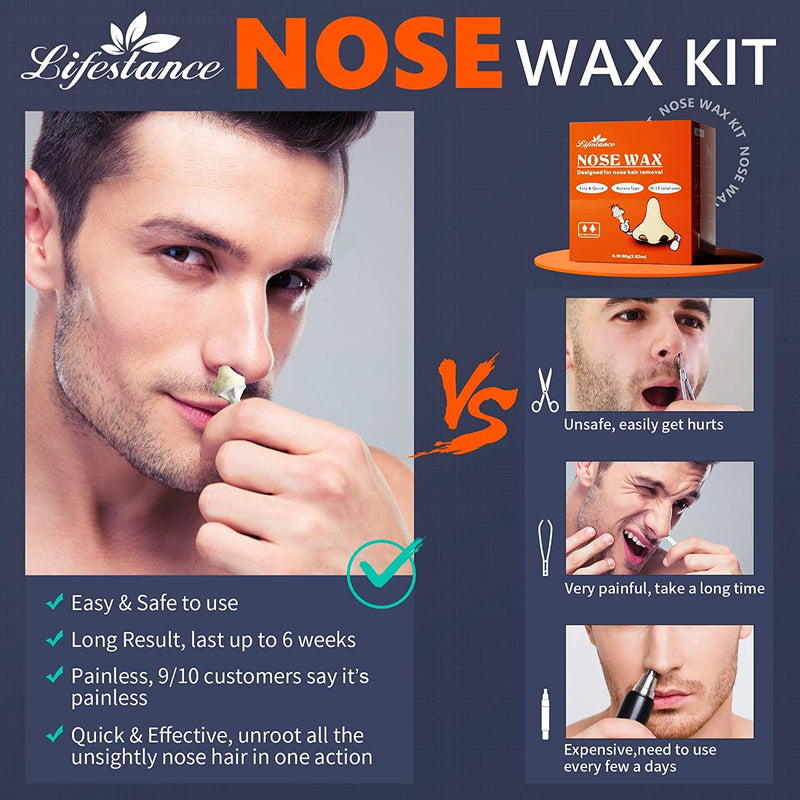 [Australia] - Lifestance Nose Wax Kit- Nose Waxing Kit for Men with 80g Nose Wax-Quick,Easy,Painless Nose Hair Wax Kit (15-20 Times Usage ) 