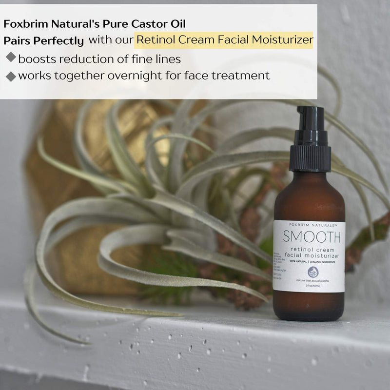 [Australia] - Foxbrim Organic Castor Oil - 100% Pure - Hexane Free - Grow Eye Lashes and Eye Brows - For Hair Skin and Nails - With Applicator Wand and Brush Kit - 2 oz 