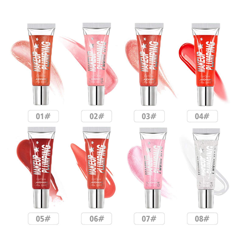 [Australia] - Petansy 8 Colors Glitter Liquid Lipstick Set, Shimmer Lip Gloss Lip Plumper Natural Lip Enhancer, Lip Maximizer Lip Gloss, Reduce Fine Lines, Beautiful Fuller & Hydrated, Instantly Sexy Lips 