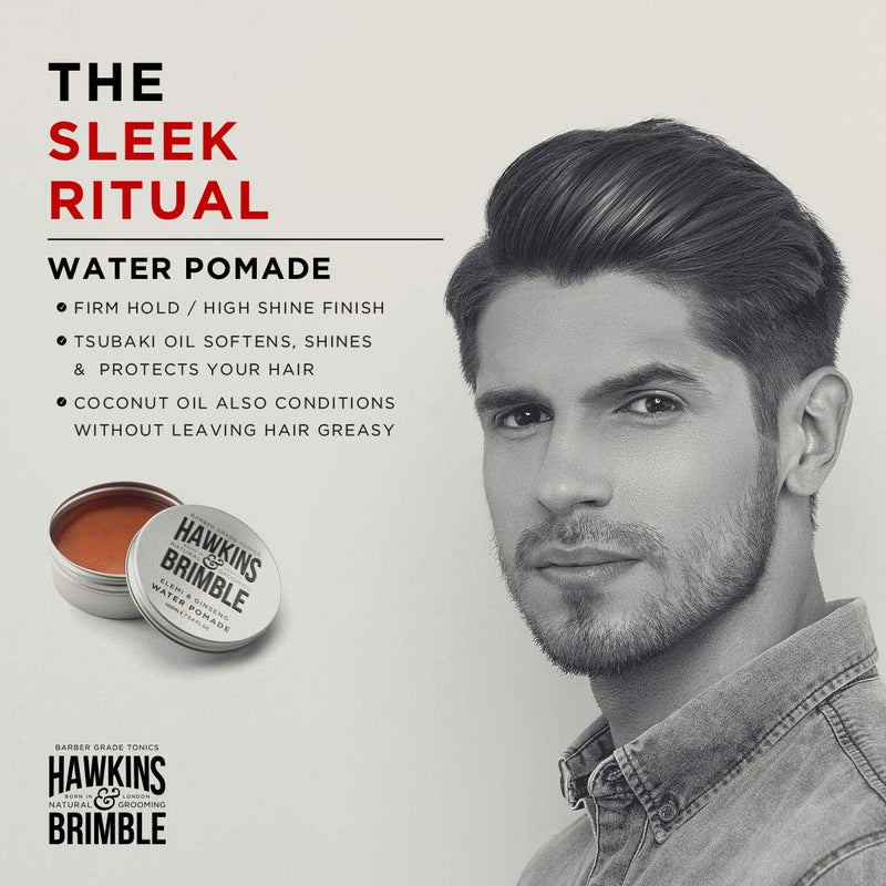 [Australia] - Hawkins & Brimble Mens Water Pomade 100ml - H2O Based Hair Styling/Grooming | Firm Hold Allows for Re Styling | High Shine Non Greasy Finish and Washes Out Easily 