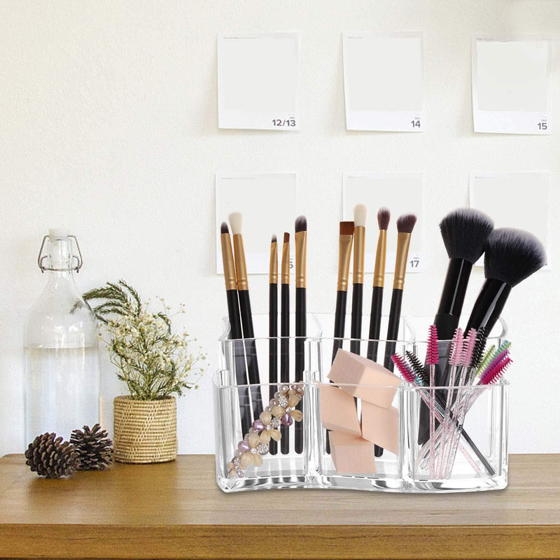 [Australia] - 6 Slot Acrylic Makeup Brushes Holder Organizer, Clear Eyebrow Pen Container Cosmetics Storage 