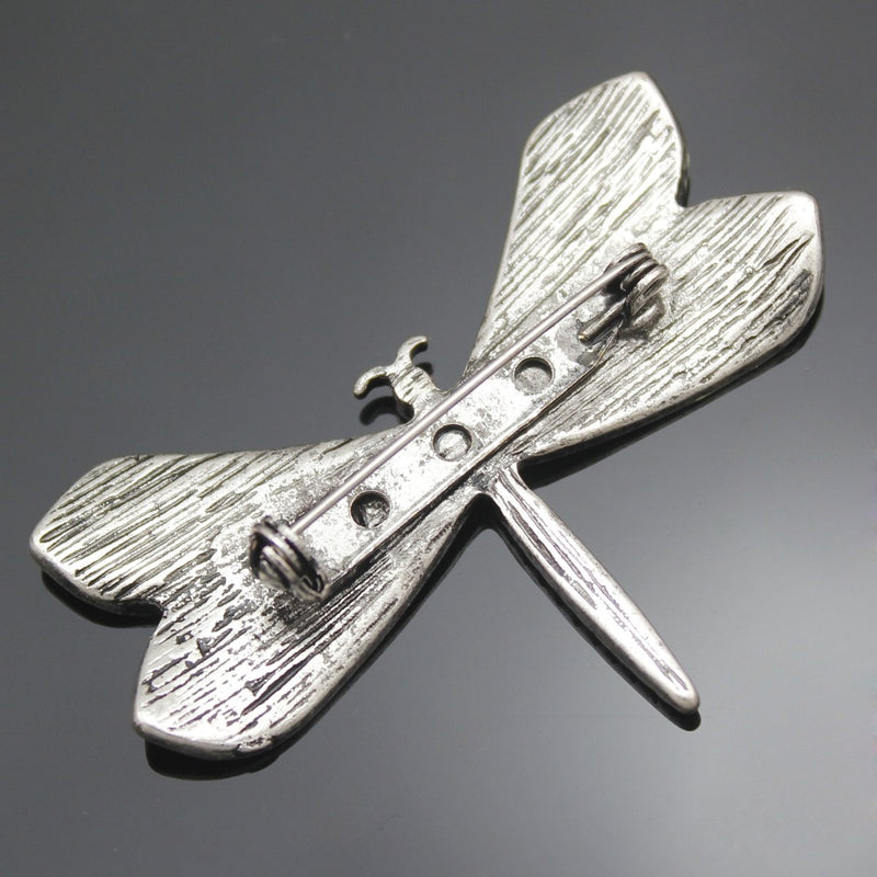 [Australia] - Q&Q Fashion Retro Art Nouveau Victorian Dragonfly Simulated - Pearl Wing French Lapel Brooch Pin Badge Vintage Silver-tone 
