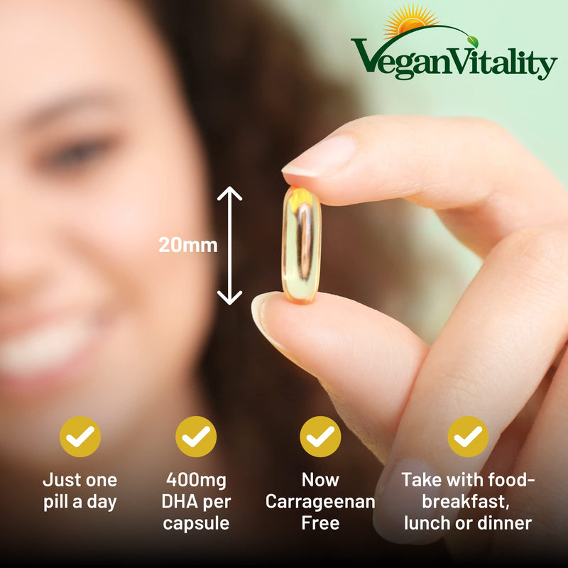 [Australia] - Vegan Omega 3 Algae Oil : 400mg DHA Per Capsule 60 Capsules, 2 Months Supply Plant Based Fish Oil Vegetarian Capsules. Suitable for All Plant Based Diets. 
