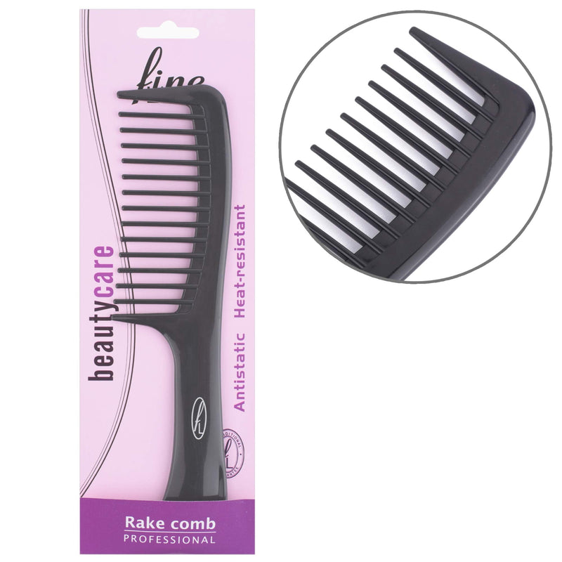 [Australia] - Jumbo Rake Wide Tooth Comb by Fine Lines - An Afro Comb made for Detangling Hair - Detangles Long, Wet or Curly Hair - Made with tough Black ANTISTATIC Plastic 