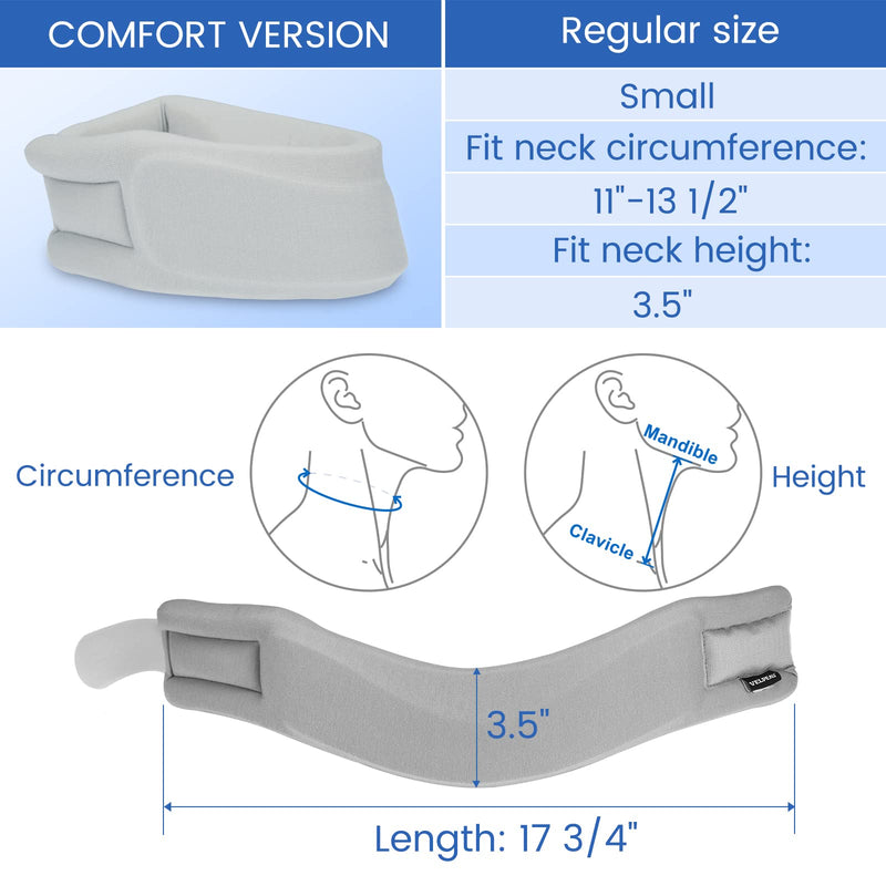[Australia] - VELPEAU Neck Brace for Neck Pain and Support - Soft Cervical Collar for Sleeping - Vertebrae Whiplash Wrap Aligns,Stabilizes & Relieves Pressure in Spine for Women & Men (Stabilized, Grey, Small 3.5″) 3.5 Inch (Pack of 1) S 