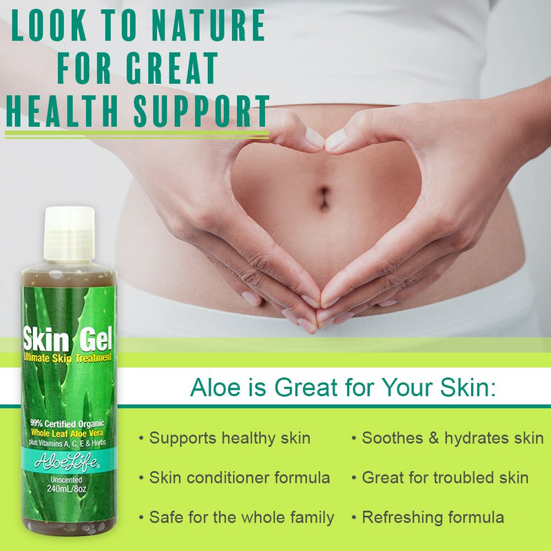 [Australia] - Aloe Life – Skin Gel & Herbs Ultimate Skin Treatment, 99% Certified Organic Whole Leaf Aloe Vera, Vitamins C, A, & E, Head-to-Toe Skin Care Support for the Whole Family, Fragrance-Free (8 oz) 8 Ounce (Pack of 1) 