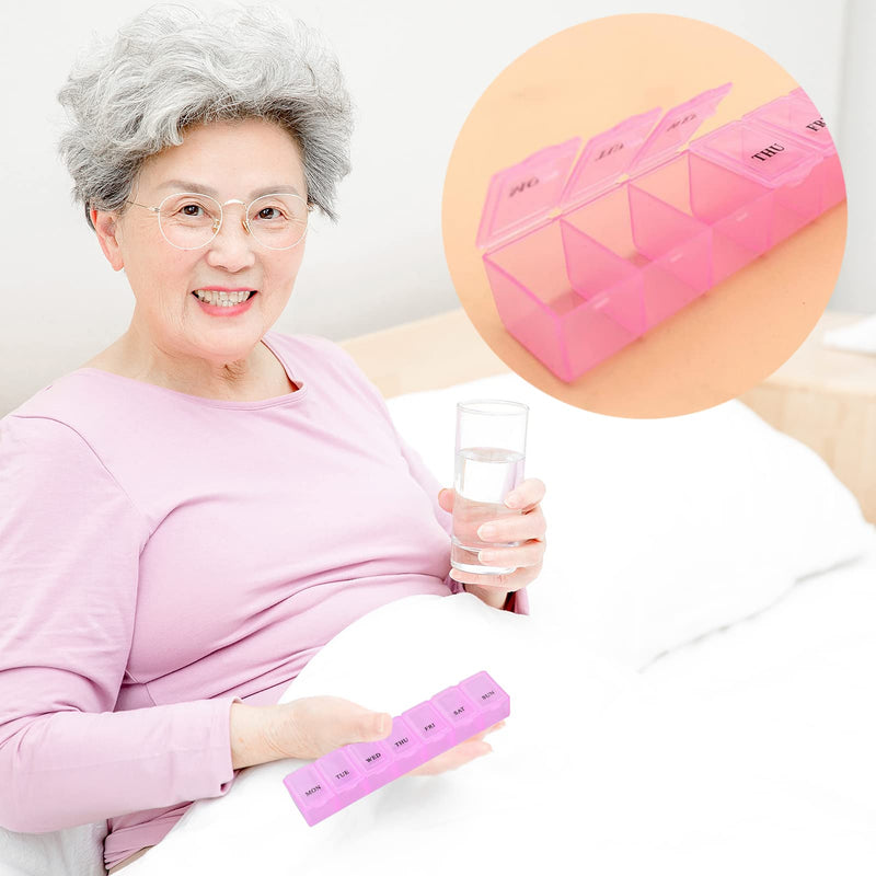 [Australia] - Pill Box Organiser 7 Day One Time a Day Pill Dispenser Storage Case for Medication, Supplements, Vitamins and Cod Liver Oil Pink 