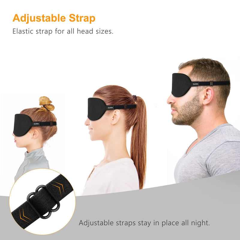 [Australia] - Cotton Sleep Mask, Eye Mask, Gritin Light-Blackout Sleeping Mask - (2023 Newest Nose Fitting Shade Design) Ultra Soft & Comfortable Eye Blinder with Adjustable Strip and Ear Plug for Men,Women,Kids Black 