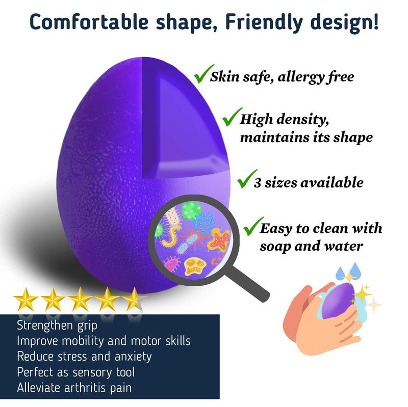 [Australia] - The Friendly Swede Stress Balls for Adults and Kids - Hand Grip Strength Trainer, Hand Therapy Squishy Ball, Set of 3 Finger Resistance Exercise Squeezer Extra Small 
