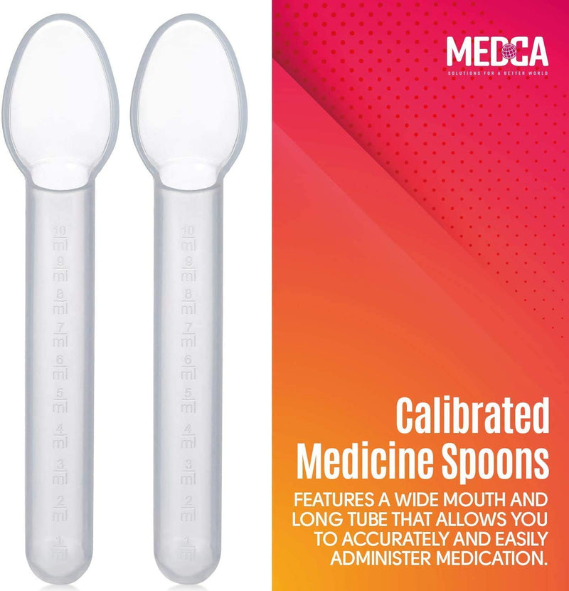 [Australia] - Calibrated Medicine Spoon for Kids, Baby & Toddler - (Pack of 4) - 2 Tsp/10 mL Capacity Plastic Oral Liquid Dose Medication Graduated Dispenser 