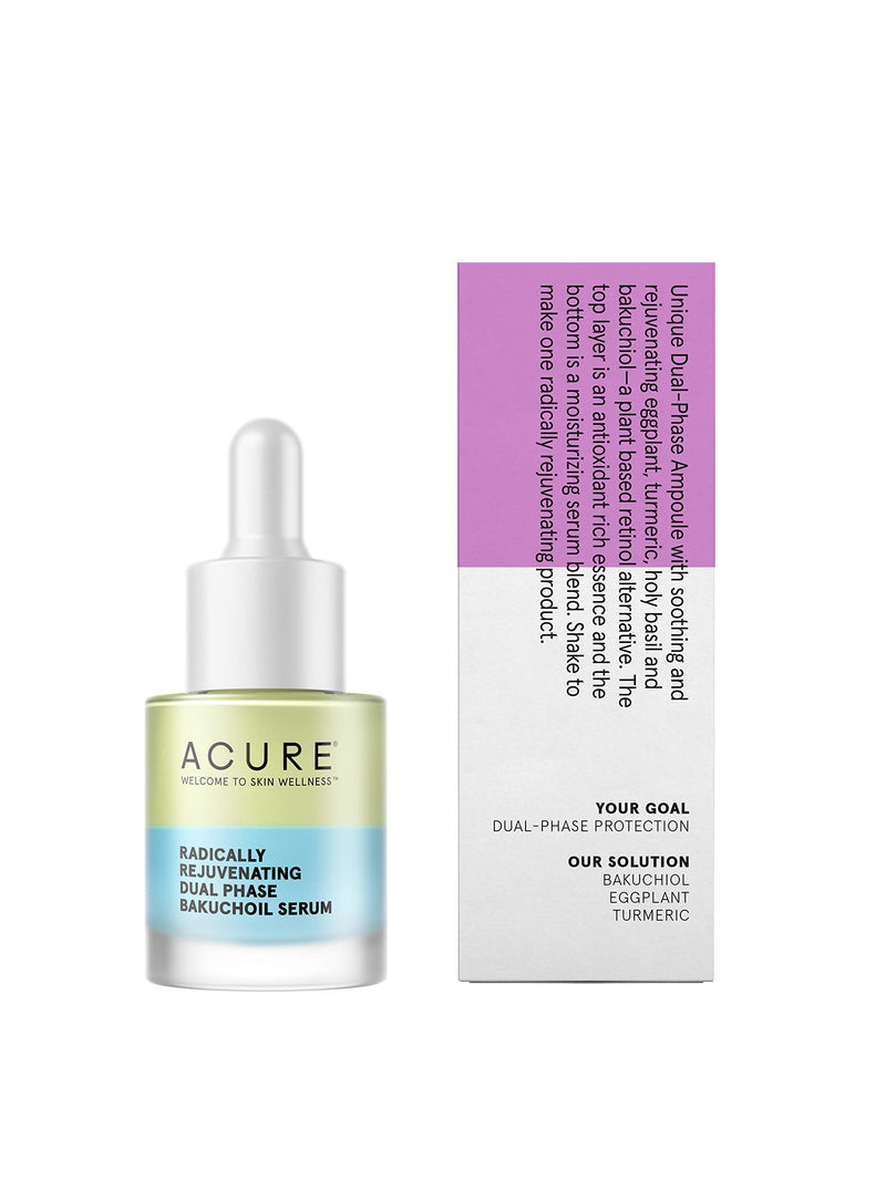 [Australia] - Acure Radically Rejuvenating Dual Phase Bakuchiol Serum, 100% Vegan, Provides Anti-Aging Support, Eggplant & Tumeric, Soothes, Hydrates & Antioxidant Rich, 0.67 Fl Oz 