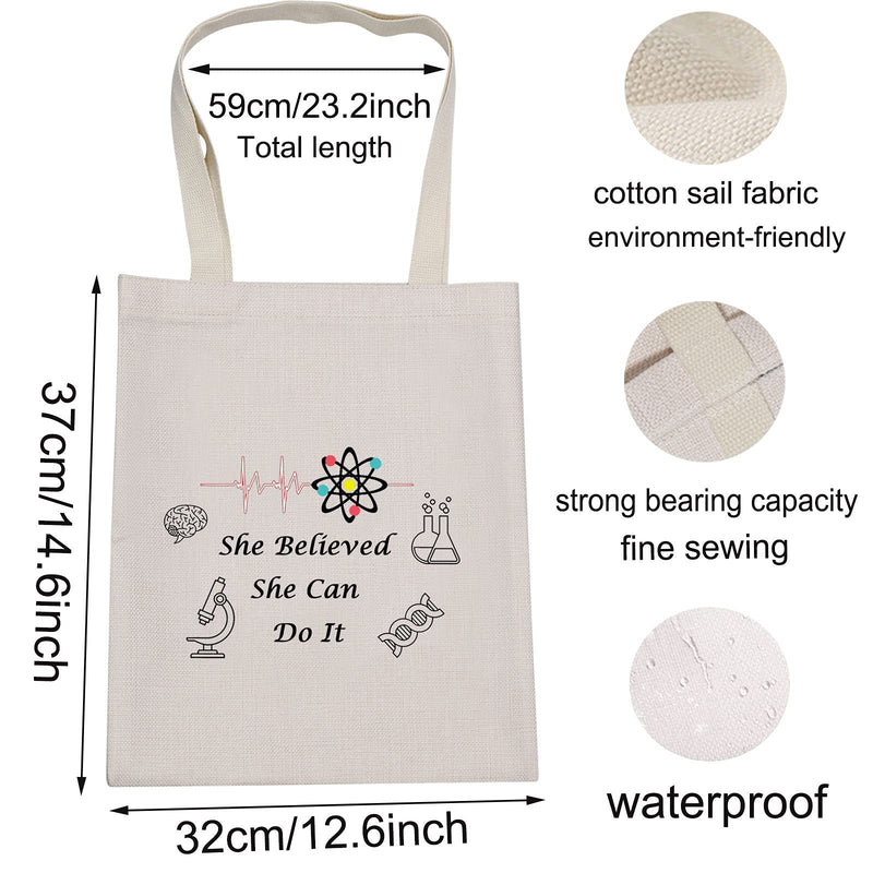 [Australia] - LEVLO Biology Chemistry Cosmetic Make Up Bag Science Lovers Gift She Believed She Can Do It Makeup Zipper Pouch Bag For Biology Chemistry Student Teacher, She Believed Science Tote, 
