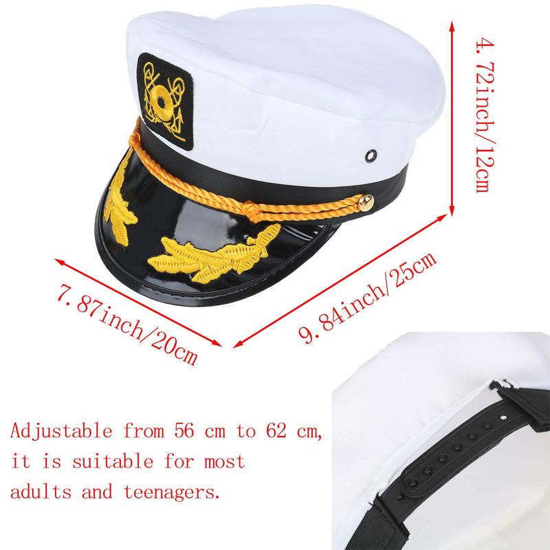 [Australia] - 4 Pack Captain Hats Adjustable White Yacht Navy Sailor Hats Family Cruise Accessory for Men Women and Kids Style1 