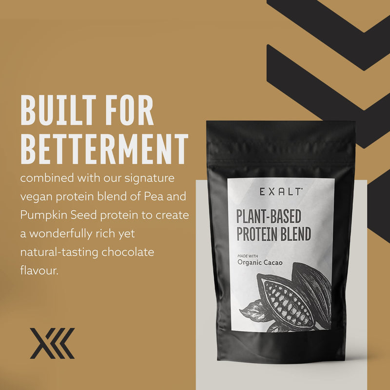 [Australia] - EXALT Vegan Protein Powder - 100% Plant-Based – Gluten Free - Keto Friendly - No Artificial Flavours or Additives (Cacao) Organic Cacao 