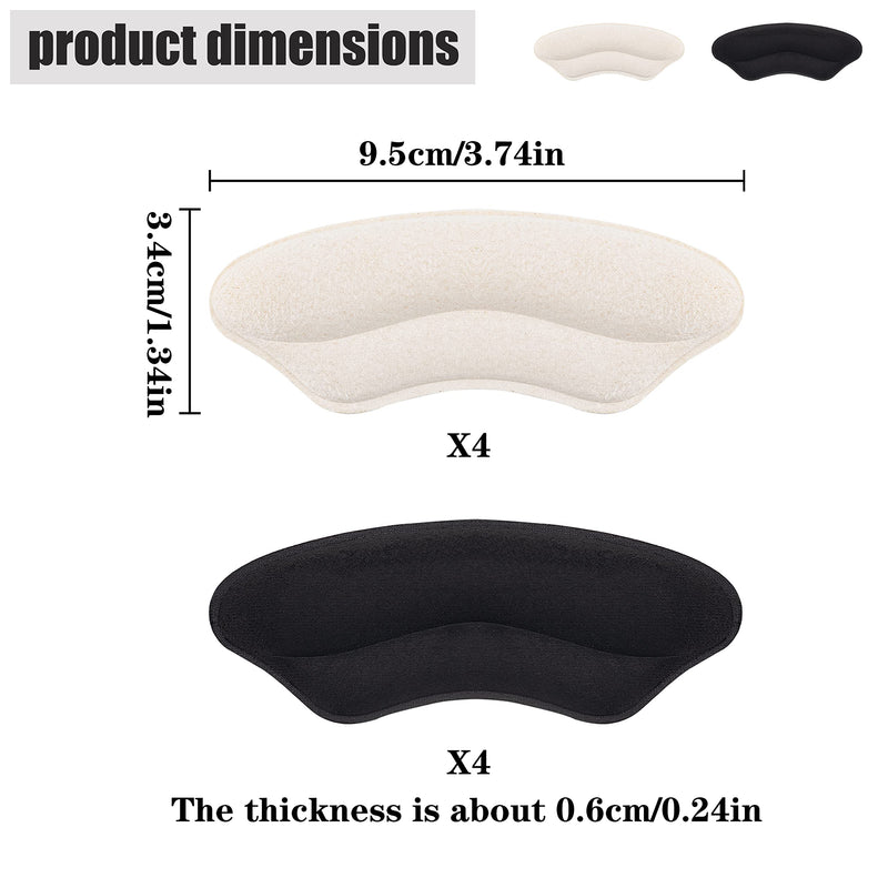 [Australia] - ZORRA 4 Pairs Heel Grips Heel Protectors, Sponge Heel Cushion Pads, Self-Adhesive Heel Grips for Ladies, Heel Grips for Kids Shoes (Black, Beige) 